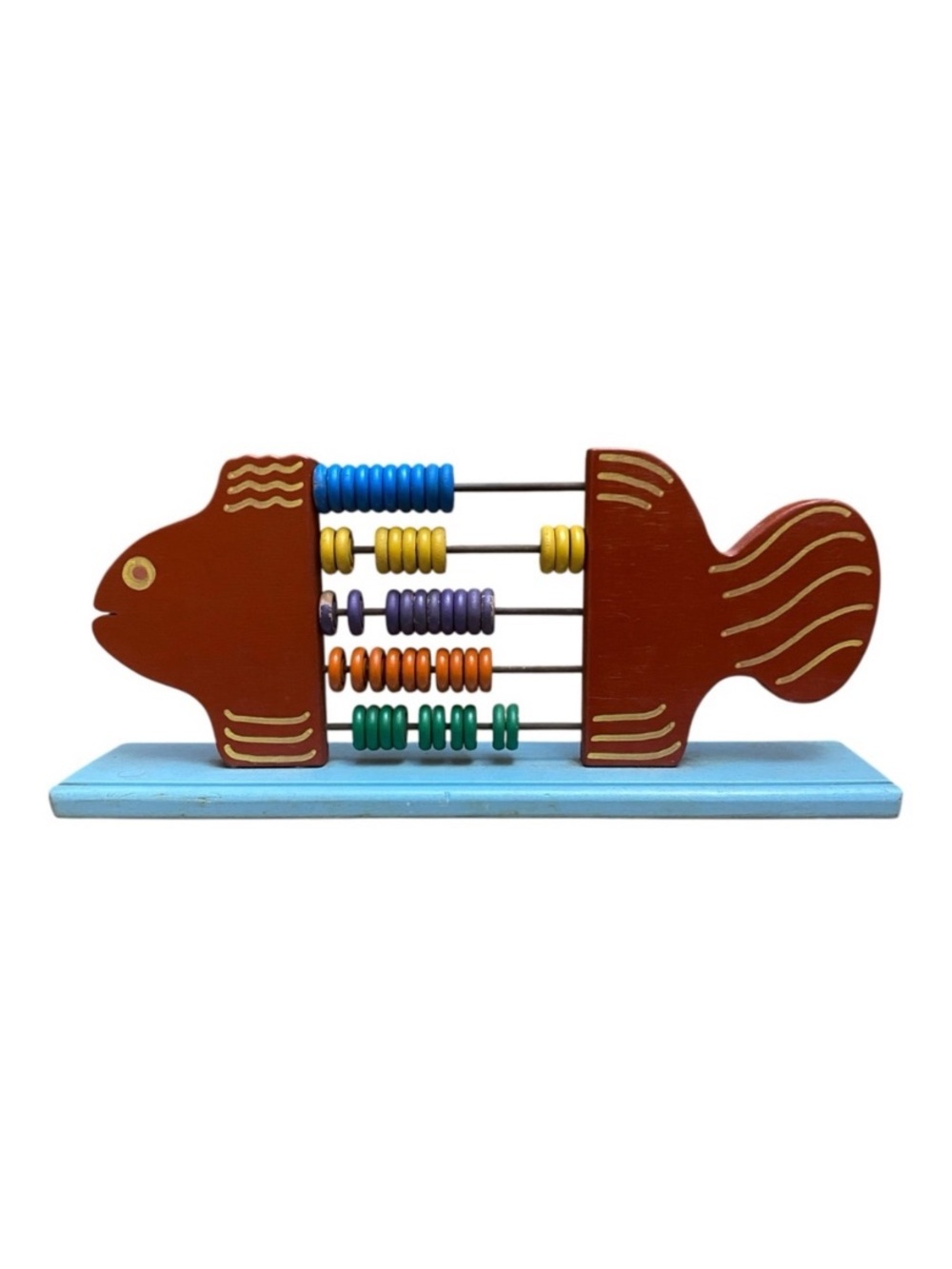 Vintage Unique Children’s Fish Shaped Abacus Educational Wooden Toy 50s/60s